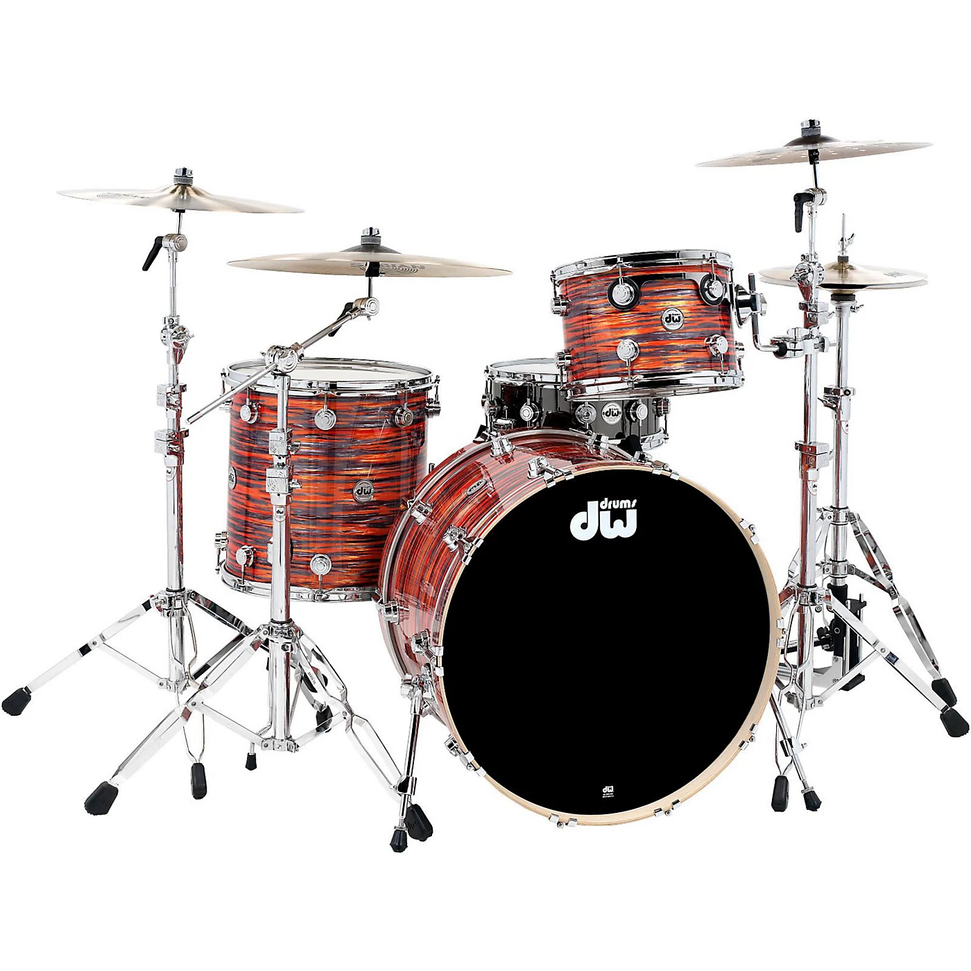 Best Sale ⌛ DW DW Collector's Series 3-Piece Finish Ply Tiger Oyster Shell Pack With Chrome Hardware 🎉