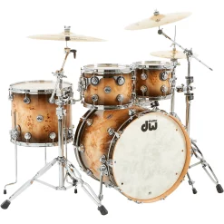 Best Pirce 🥰 DW DW SSC Collector's Series 4-Piece Exotic Maple Shell Pack With 22" Bass Drum And Chrome Hardware Quick 🍬 Candy Burst Mappa Burl 🥰