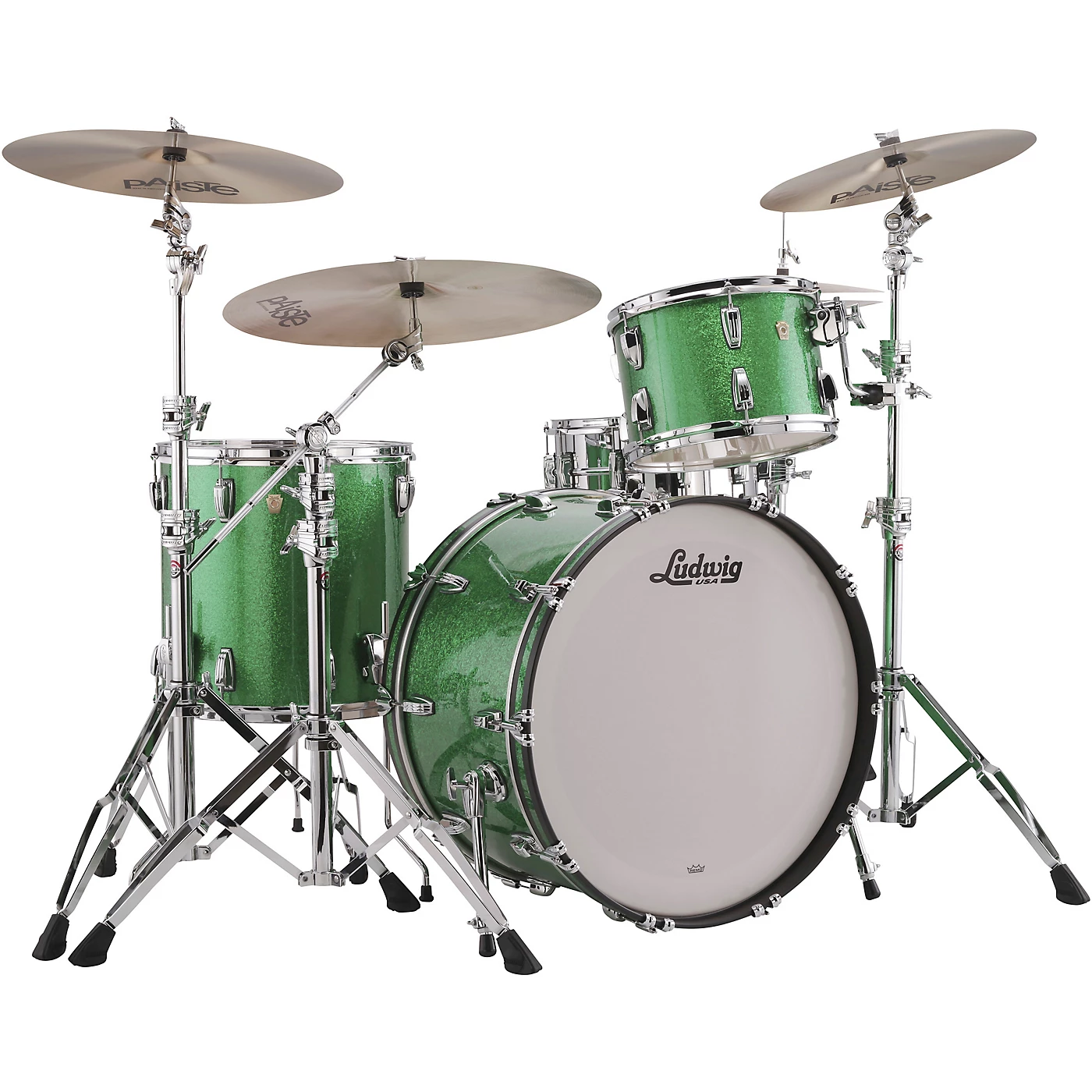 Promo 🧨 Ludwig Ludwig Classic Maple 3-Piece Pro Beat Shell Pack With 24 In. Bass Drum Green Sparkle 💯