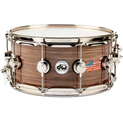 Promo ⌛ DW DW Collector's Series American Flag Logo Snare Drum With Nickel Hardware 14 X 6.5 In. 🎉
