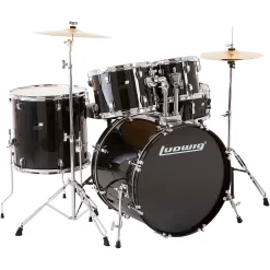 Best Pirce 👍 Ludwig Ludwig BackBeat Complete 5-Piece Drum Set With Hardware And Cymbals Black Sparkle 🤩