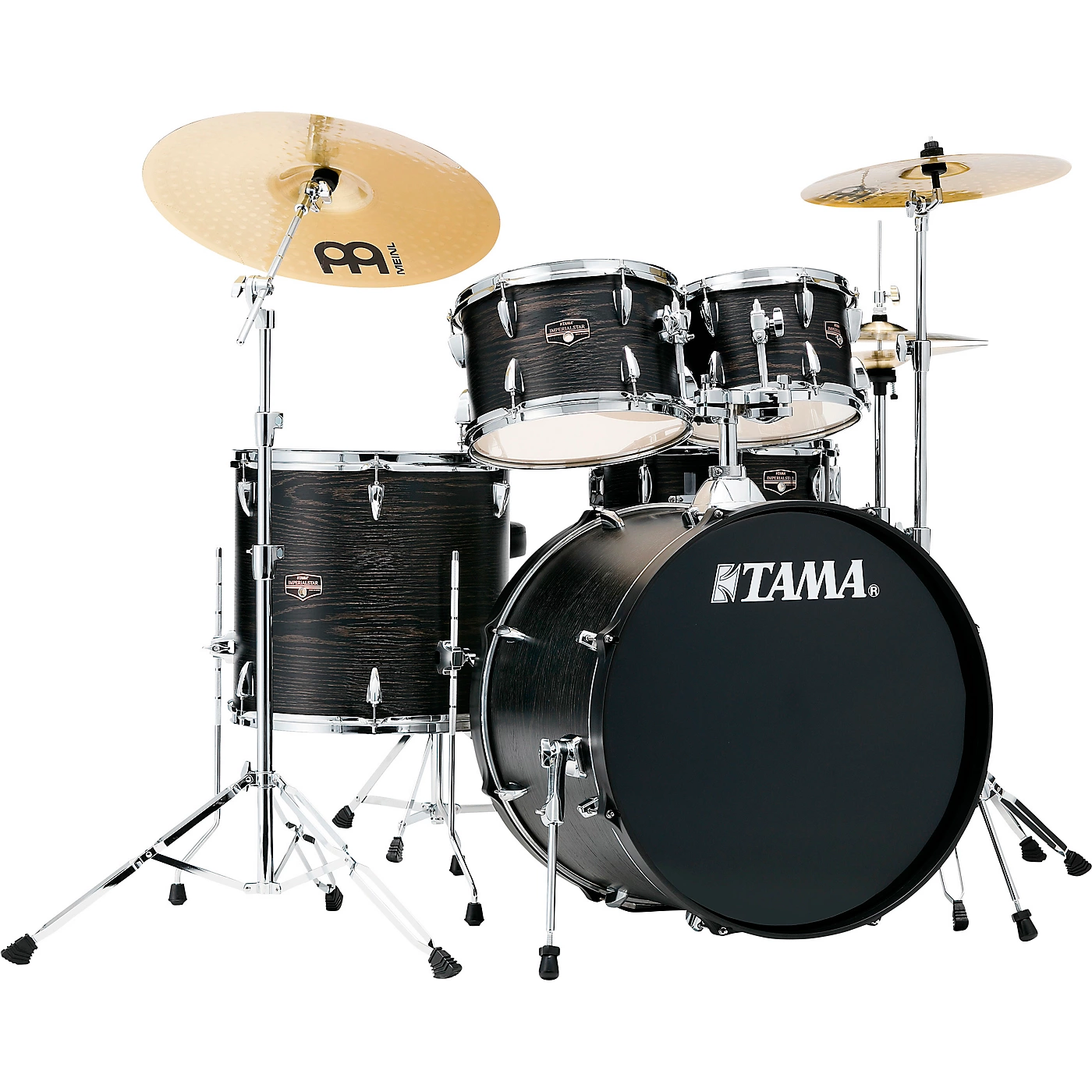 TAMA Imperialstar 5-Piece Complete Drum Set with 22 in. Bass Drum and Meinl HCS Cymbals Black Oak Wrap Promo ???? TAMA TAMA Imperialstar 5-Piece Complete Drum Set With 22 In. Bass Drum And Meinl HCS Cymbals Black Oak Wrap ???? -Ludwig Shop L57356000002000 00 1400x1400 1