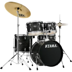 Outlet ???? TAMA TAMA Imperialstar 5-Piece Complete Drum Set With 18" Bass Drum And MEINL HCS Cymbals Black Oak Wrap ????