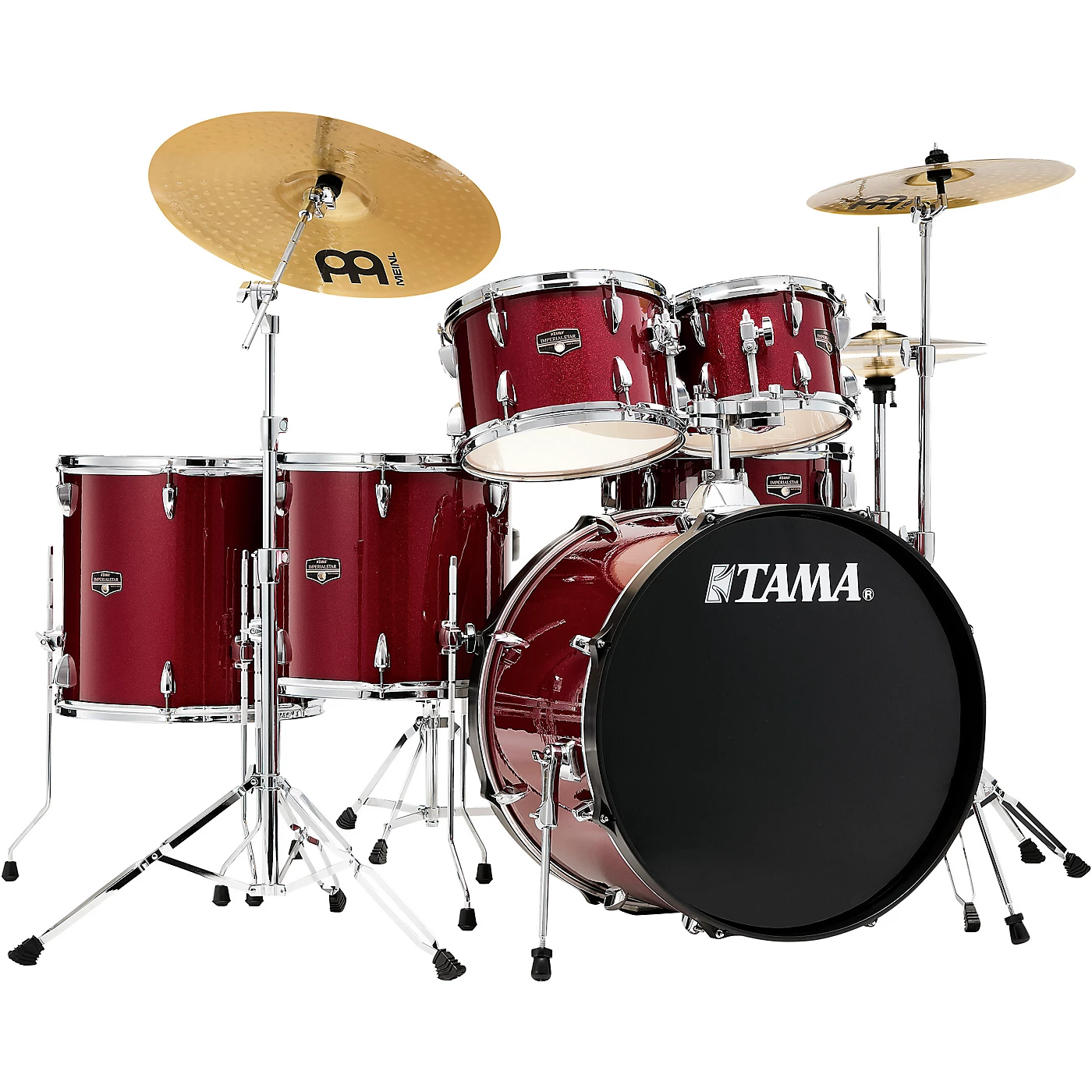 Coupon ⭐ TAMA TAMA Imperialstar 6-Piece Complete Drum Set With Meinl HCS Cymbals And 22 In. Bass Drum 🍬 Candy Apple Mist 😍