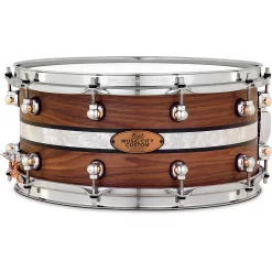Promo 👍 Pearl Pearl Music City Custom Solid Shell Snare Walnut With DuoBand Ebony Marine Inlay 14 X 6.5 In. 🎁