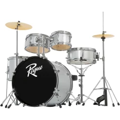 Wholesale 🥰 Rogue Rogue Junior Kicker 5-Piece Drum Set Metallic Silver 🎁