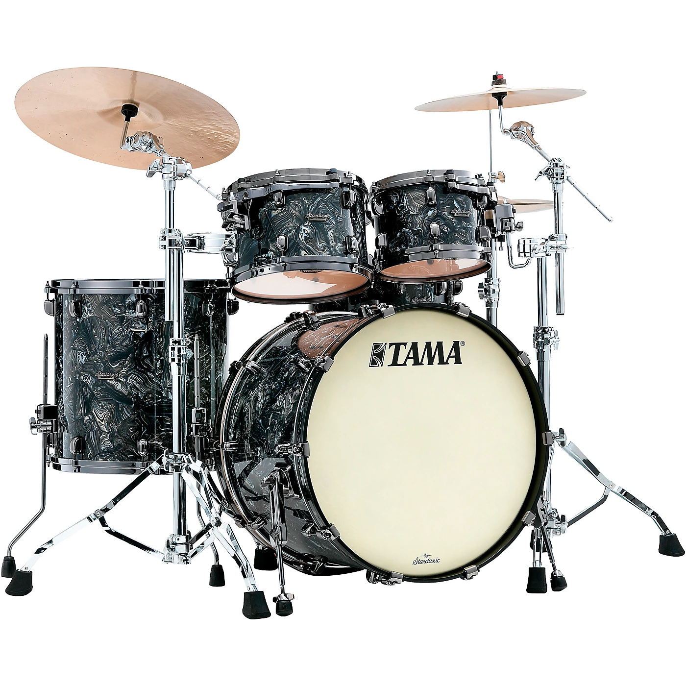 Best deal ✨ TAMA TAMA Starclassic Maple 4-Piece Shell Pack With Black Nickel Hardware And 22 In. Bass Drum Charcoal Swirl 🔥