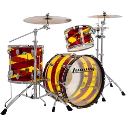 Discount ???? Ludwig Ludwig Vistalite 50th Anniversary Fab 3-Piece Shell Pack With 22 In. Bass Drum Red/Yellow/Red ????